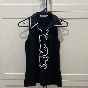 ANNE FONTAINE BLACK & WHITE RUFFLE TANK